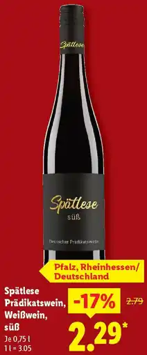 Lidl Spätlese Prädikatswein, Weißwein, süß Angebot
