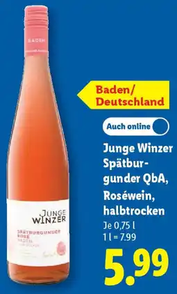 Lidl Junge Winzer Spätburgunder QbA, Roséwein, halbtrocken Angebot