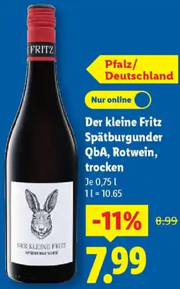 Lidl Der kleine Fritz Spätburgunder QbA, Rotwein, trocken Angebot