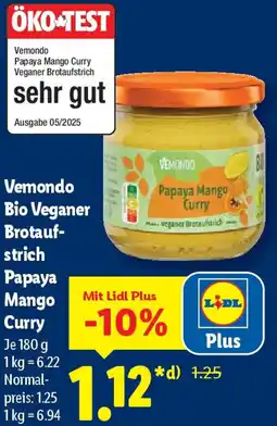 Lidl Vemondo Bio Veganer Brotaufstrich Papaya Mango Curry Angebot