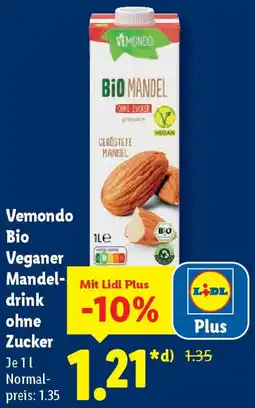 Lidl Vemondo Bio Veganer Mandeldrink ohne Zucker Angebot