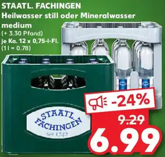 Kaufland STAATL. FACHINGEN Heilwasser still oder Mineralwasser medium Angebot