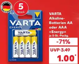 Kaufland VARTA Alkaline- Batterien AA oder AAA Energy Angebot