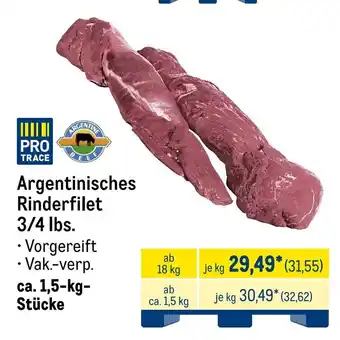 METRO Argentinisches Rinderfilet 3/4 lbs. Angebot