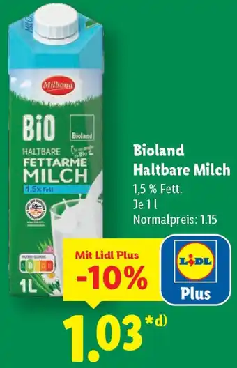 Lidl Bioland Haltbare Milch Angebot