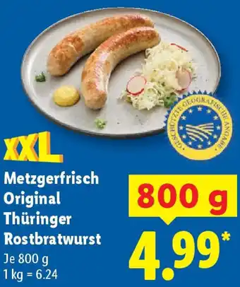 Lidl Metzgerfrisch Original Thüringer Rostbratwurst Angebot
