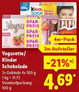 Lidl Yogurette/ Kinder Schokolade Angebot