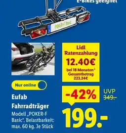 Lidl Eufab fahrradträger modell „poker-f basic“ Angebot
