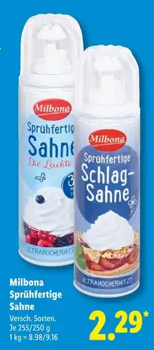 Lidl Milbona sprühfertige sahne die leichte Angebot