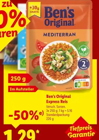 Lidl Ben's original mediterran express reis Angebot