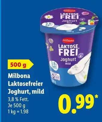 Lidl Milbona laktosefreier joghurt, mild Angebot