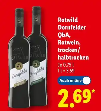 Lidl Rotwild dornfelder qba rotwein trocken Angebot