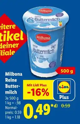 Lidl Milbona reine buttermilch Angebot