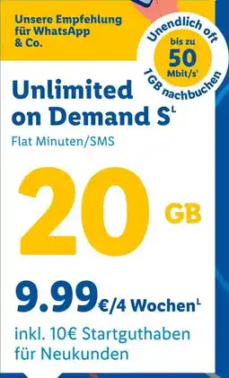 Lidl Unlimited on demand s Angebot