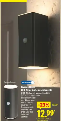 Lidl Livarno home led-akku-außenwandleuchte Angebot