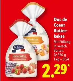 Lidl Duc de coeur butterkekse mit erdbeerfüllung Angebot