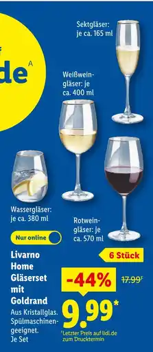 Lidl Livarno home sektgläser mit goldrand Angebot