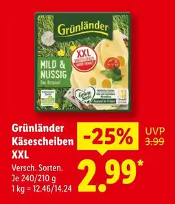 Lidl Grünländer käsescheiben xxl mild & nussig Angebot