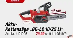 toom Baumarkt Akku-kettensäge ge-lc 18/25 li Angebot