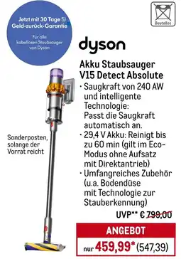 METRO dyson Akku Staubsauger V15 Detect Absolute Angebot