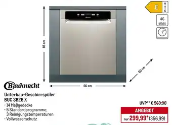 METRO Bauknecht Unterbau-Geschirrspüler BUC 3B26 X Angebot