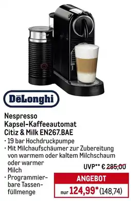METRO DeLonghi Nespresso Kapsel-Kaffeeautomat Citiz & Milk EN267.BAE Angebot