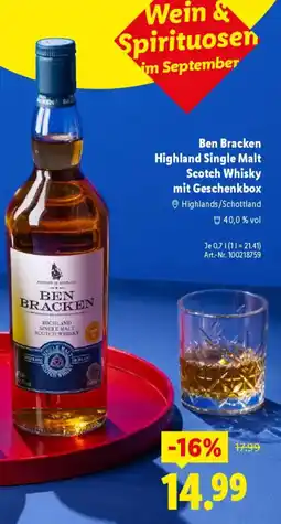 Lidl Ben Bracken Highland Single Malt Scotch Whisky mit Geschenkbox Angebot