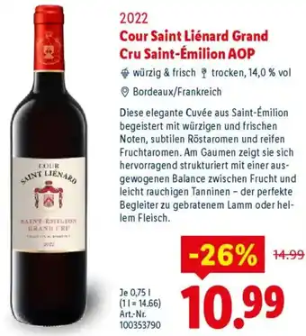 Lidl 2022 Cour Saint Liénard Grand Cru Saint-Émilion AOP Angebot