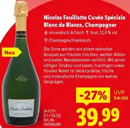 Lidl Nicolas Feuillatte Cuvée Spéciale Blanc de Blancs, Champagner Angebot