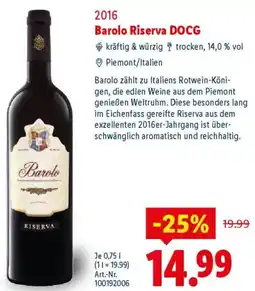 Lidl 2016 Barolo Riserva DOCG Angebot