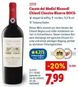 Lidl 2019 Casato dei Medici Riccardi Chianti Classico Riserva DOCG Angebot