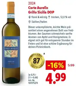 Lidl 2024 Corte Aurelio Grillo Sicilia DOP Angebot