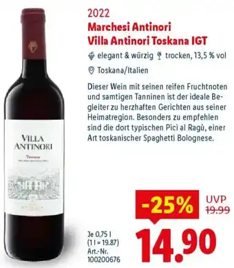 Lidl 2022 Marchesi Antinori Villa Antinori Toskana IGT Angebot