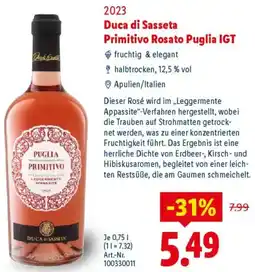 Lidl 2023 Duca di Sasseta Primitivo Rosato Puglia IGT Angebot