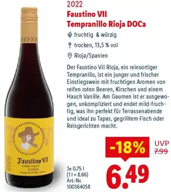 Lidl 2022 Faustino VII Tempranillo Rioja DOCa Angebot