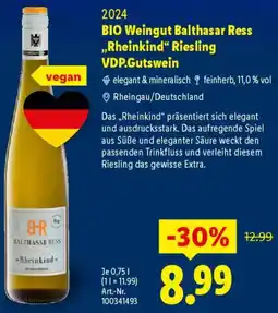 Lidl 2024 BIO Weingut Balthasar Ress ,,Rheinkind" Riesling VDP.Gutswein Angebot