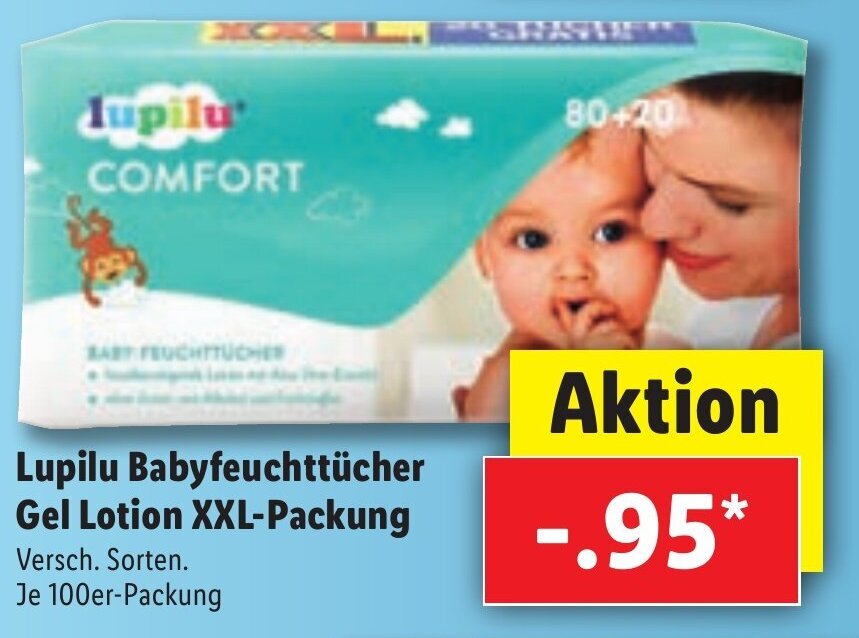 Lupilu Babyfeuchttücher Gel Lotion XXL packung Angebot bei Lidl