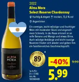Lidl 2022 Alma Mora Select Reserve Chardonnay Angebot