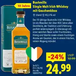 Lidl Bushmills Single Malt Irish Whiskey mit Geschenkbox Angebot