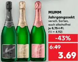 Kaufland MUMM Jahrgangssekt Angebot