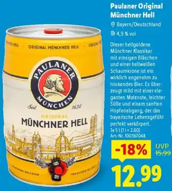 Lidl Paulaner Original Münchner Hell Angebot
