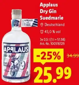 Lidl Applaus Dry Gin Suedmarie Angebot