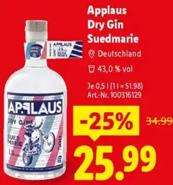 Lidl Applaus Dry Gin Suedmarie Angebot