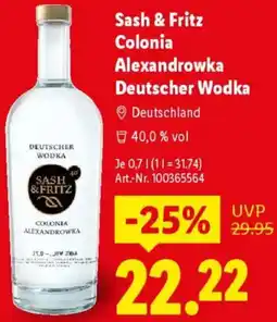 Lidl Sash & Fritz Colonia Alexandrowka Deutscher Wodka Angebot