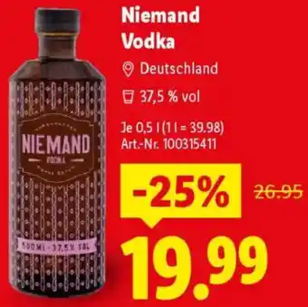 Lidl Niemand Vodka Angebot