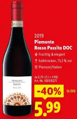 Lidl 2019 Piemonte Rosso Passito DOC Angebot