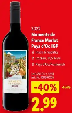 Lidl 2022 Moments de France Merlot Pays d'Oc IGP Angebot