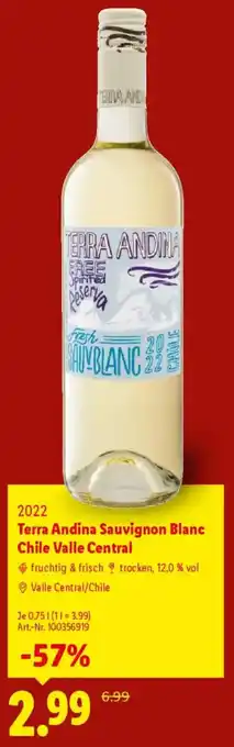 Lidl 2022 Terra Andina Sauvignon Blanc Chile Valle Central Angebot