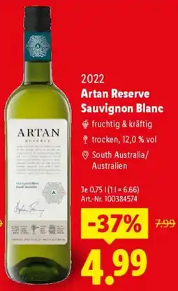 Lidl 2022 Artan Reserve Sauvignon Blanc Angebot
