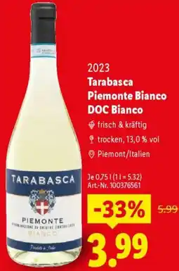 Lidl 2023 Tarabasca Piemonte Bianco DOC Bianco Angebot